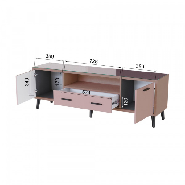 Фото Тумба ТВ Ланс 1,6, Пыльная роза