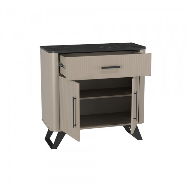 Фото Комод Фиделия 76.03, Серый камень, Мрамор черный