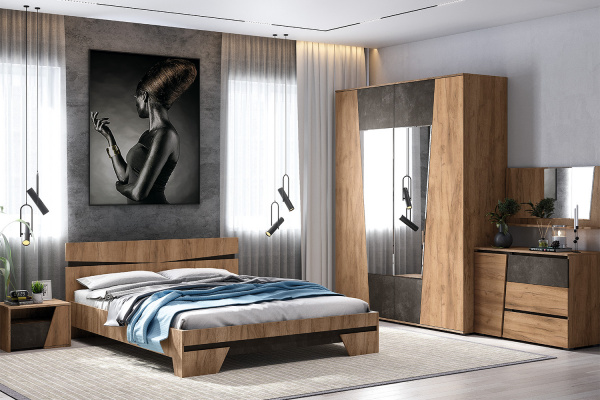 Фото Зеркало Соренто, Дуб крафт, Бетон темный