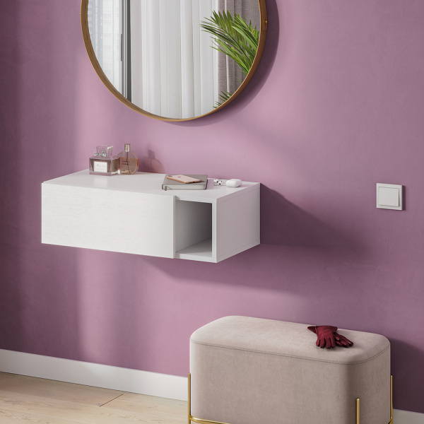 Фото Тумба подвесная с ящиком и нишей Страйк, белый