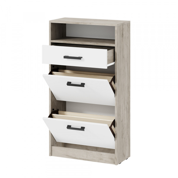 Фото Тумба для обуви Вега ОБ-3, Дуб крафт серый, Белый