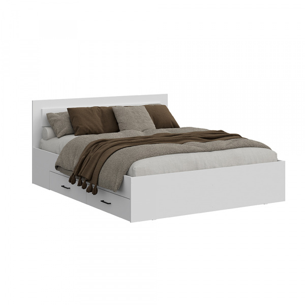 Фото Кровать двойная с ящиками Бали, Белый шагрень