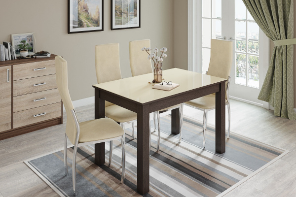 Фото Стол обеденный Норман 60, венге/лакобель ваниль