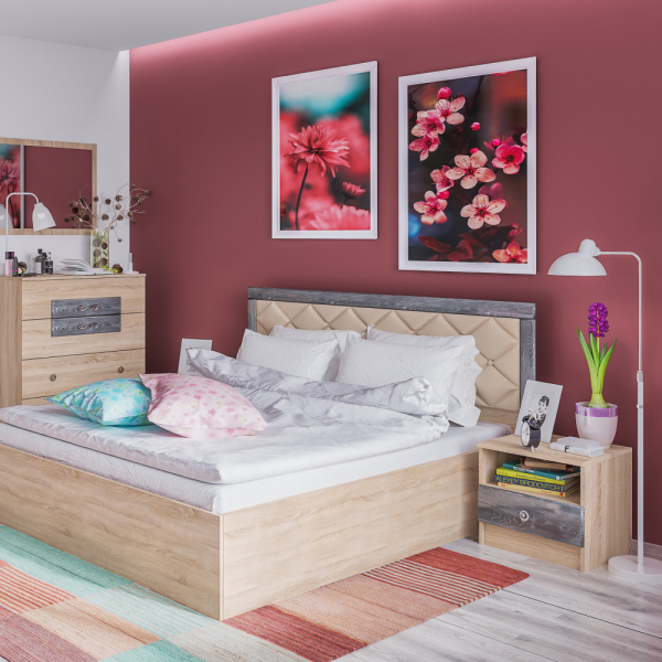 Фото Тумба прикроватная Мадлен, дуб шале серебро