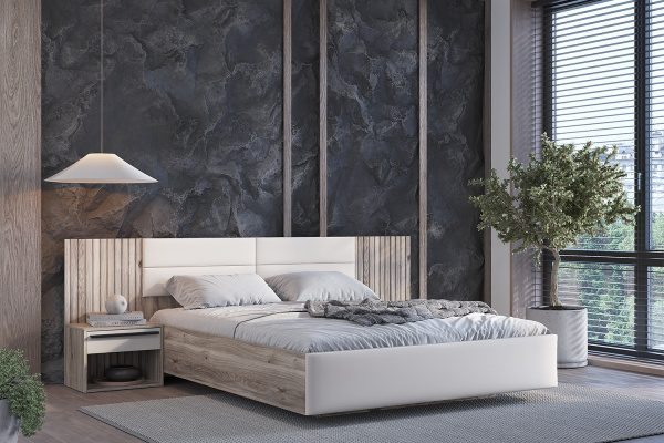 Фото Кровать с подъёмным механизмом Урбан КР-18 160х200, Дуб смоки, Кашемир
