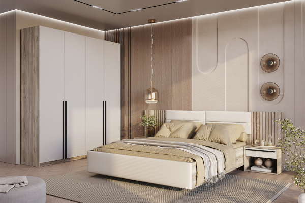 Фото Кровать с подъёмным механизмом Урбан КР-18 160х200, Дуб смоки, Кашемир