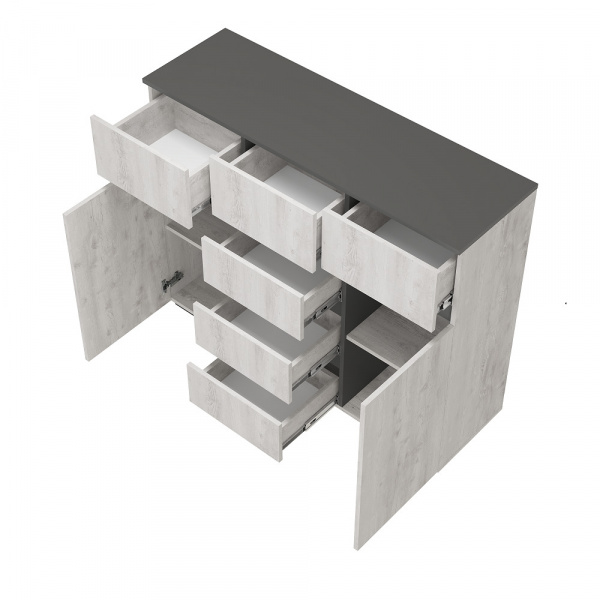 Фото Комод комбинированный Мрия КМ-15, Бетон пайн светлый, графит