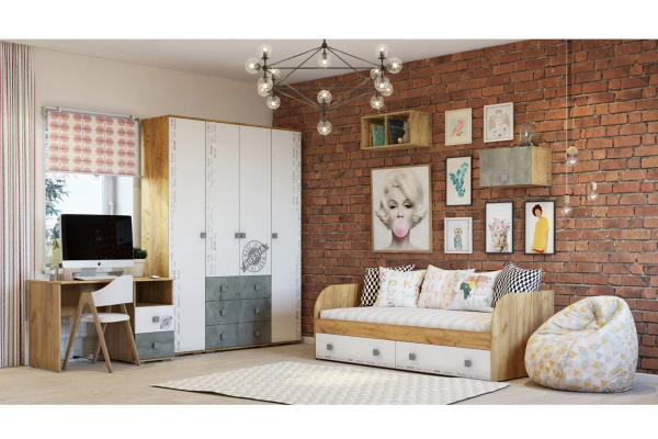 Фото Шкаф навесной Тренд АН-03, крафт/бетон