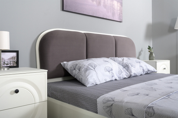 Фото Кровать с ортопедическим основанием Валенсия 11.36.02, Белый шагрень, Велутто