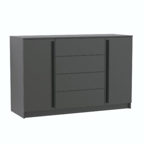 Комод 67.11 "Брандо" New # (диамант серый / ДВПО: белый / фасады: ЛДСП диамант серый)