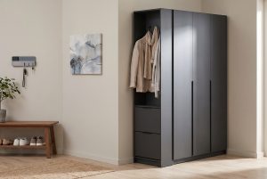 Шкаф Феникс-1 (3-ств.) с торцевым окончанием и обувницей, Графит
