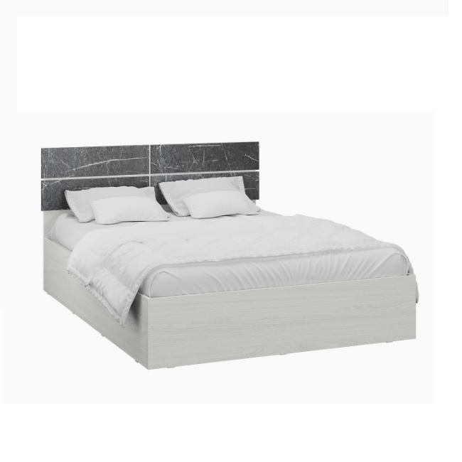 Спальня Теана корпус кровати (1,6м) ясень анкор светлый/МДФ мрамор дарк