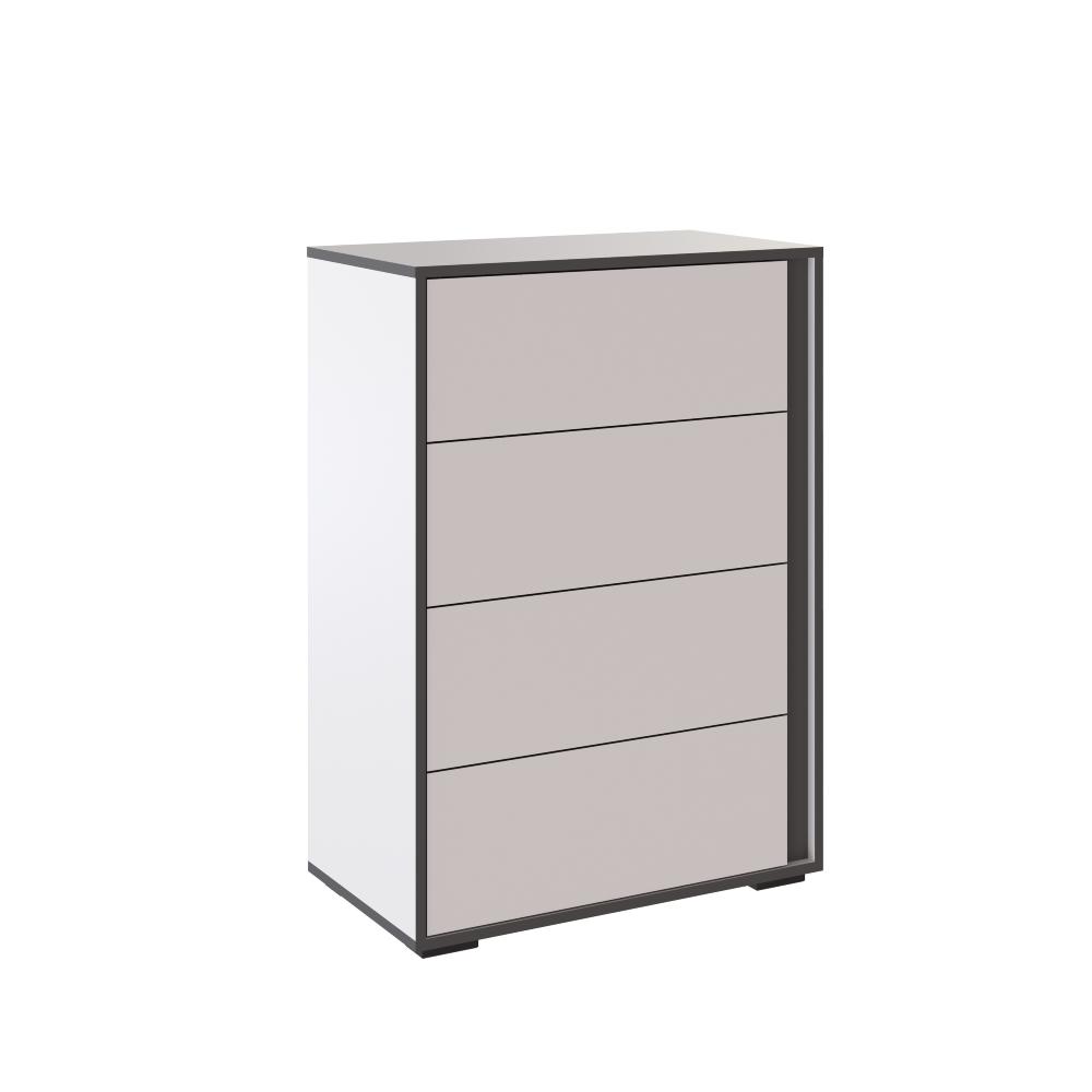 Спальня Асцелла Комод белый/графит серый