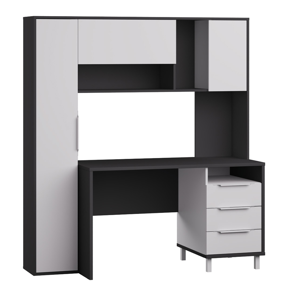 Комфорт Стол рабочий 12.95 N Темно - серый U2601, Белый премиум