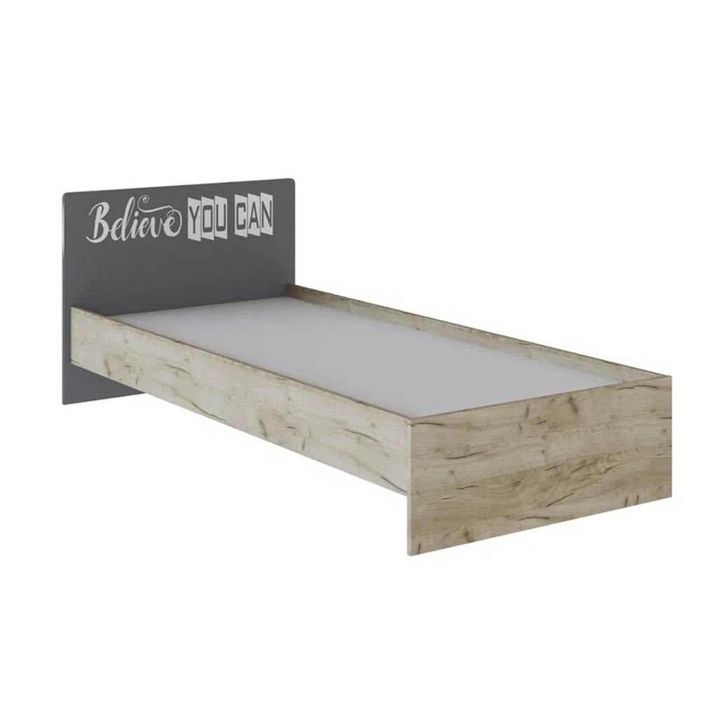 Спальня Колибри Лофт кровать 0,9 дуб крафт серый/графит серый