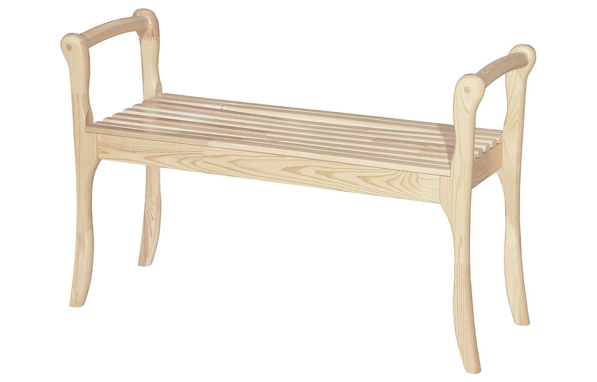 Скамья для прихожей с подлокотниками /массив/ 1080х385х680 (Бесцветный (Лак))