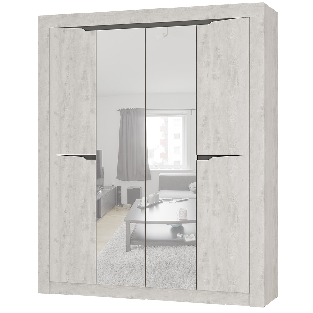 Шкаф 4-х створчатый "Леонардо" ШК-14 Бетон пайн светлый/графит