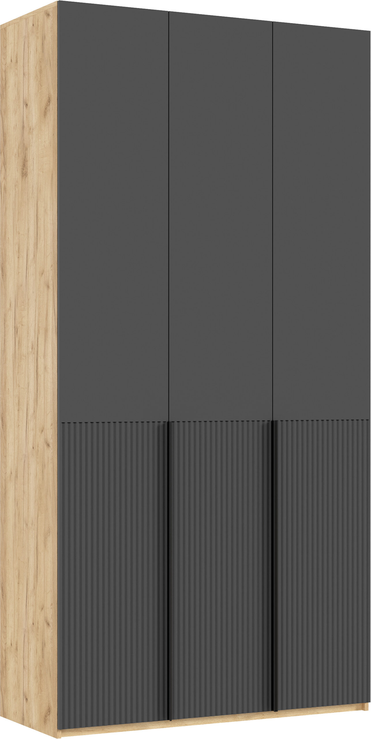 Марвэл Шкаф 3-х ств. (1200) с доп.ящиками (Браш Графит, Дуб Крафт)