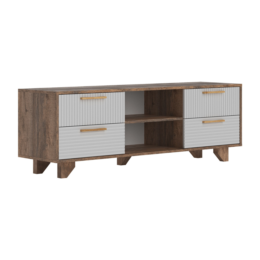 Ньёрд ТВ Тумба 1500.4 Дуб Самдал / Белый софт матовый