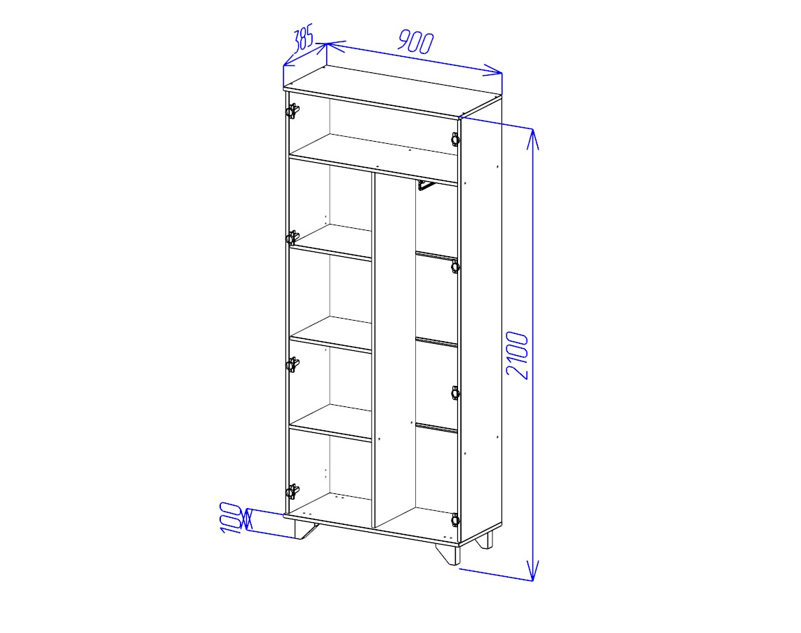 Ньёрд Шкаф 900 Дуб Сонома / Черника