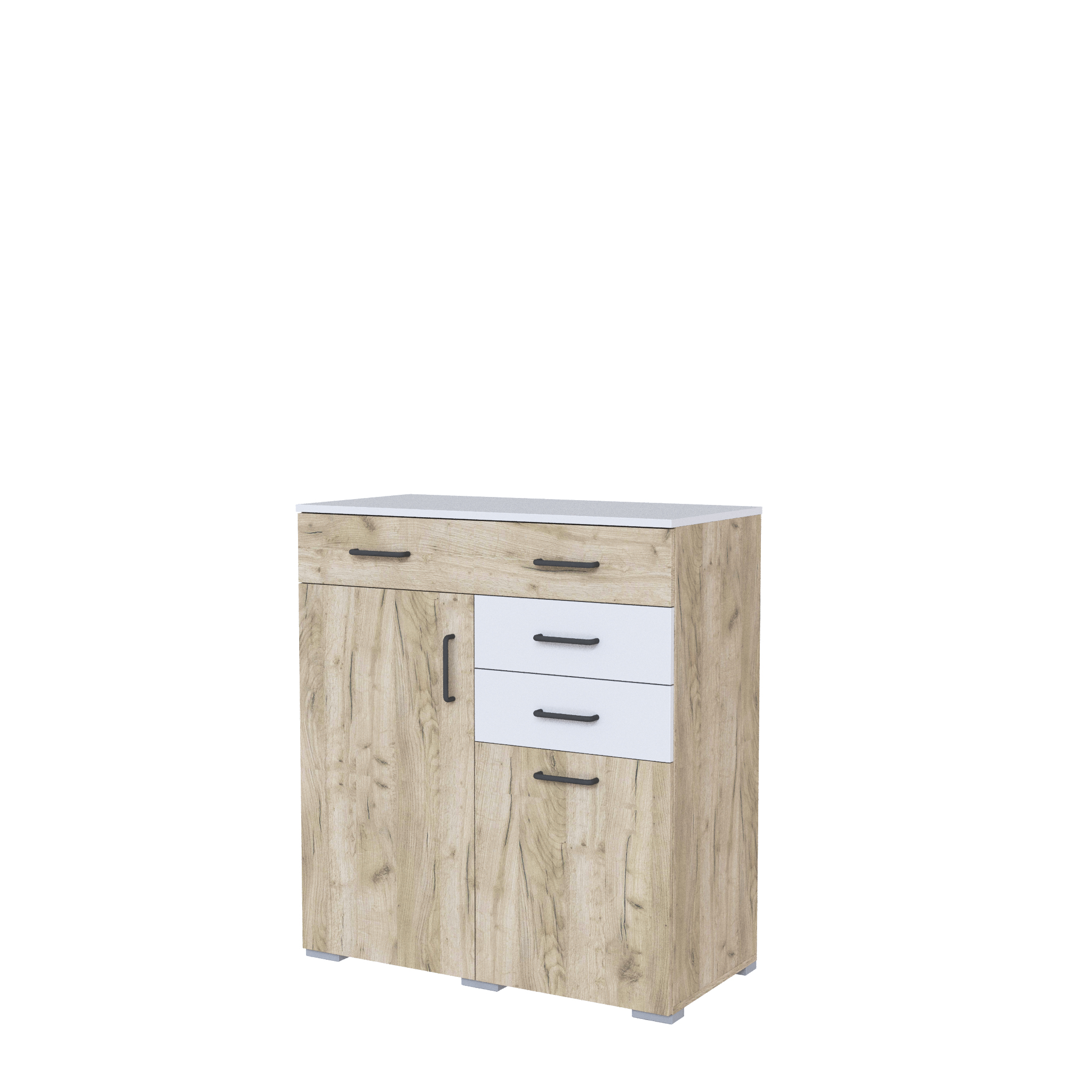 Спальня Теана комод дуб крафт серый/МДФ светло-серый