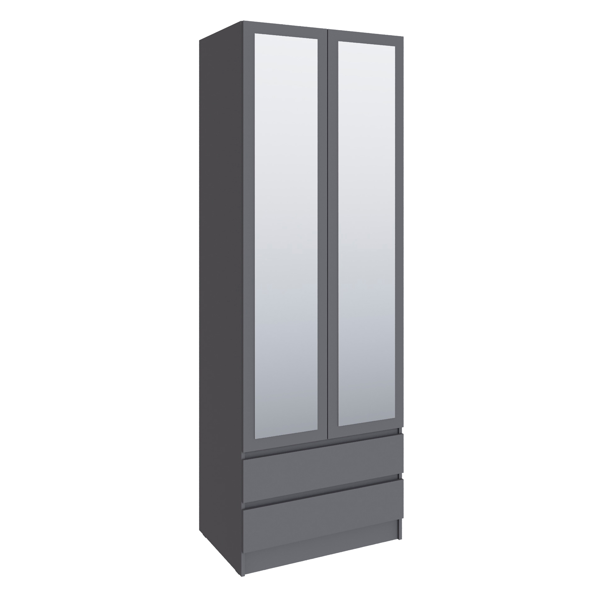 Шкаф Мадрид (0,8) с 2 ящ. без ручек с зеркалом графит серый