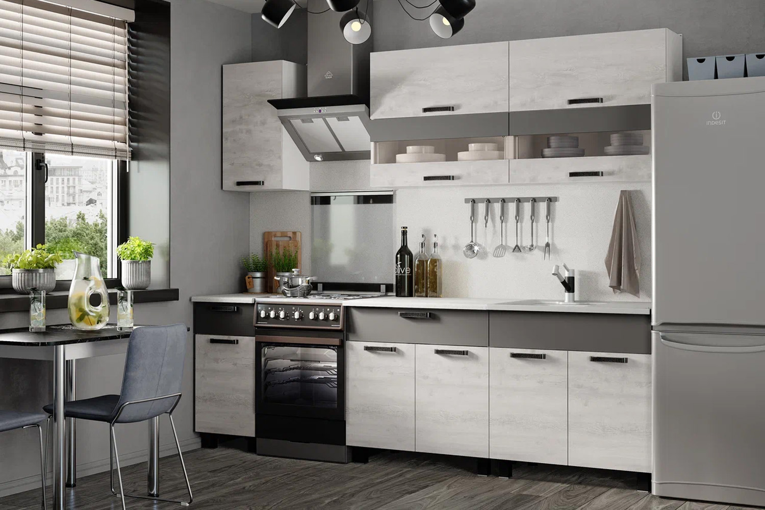 Кухня "Дакота" (БТС) бетон пайн/графит