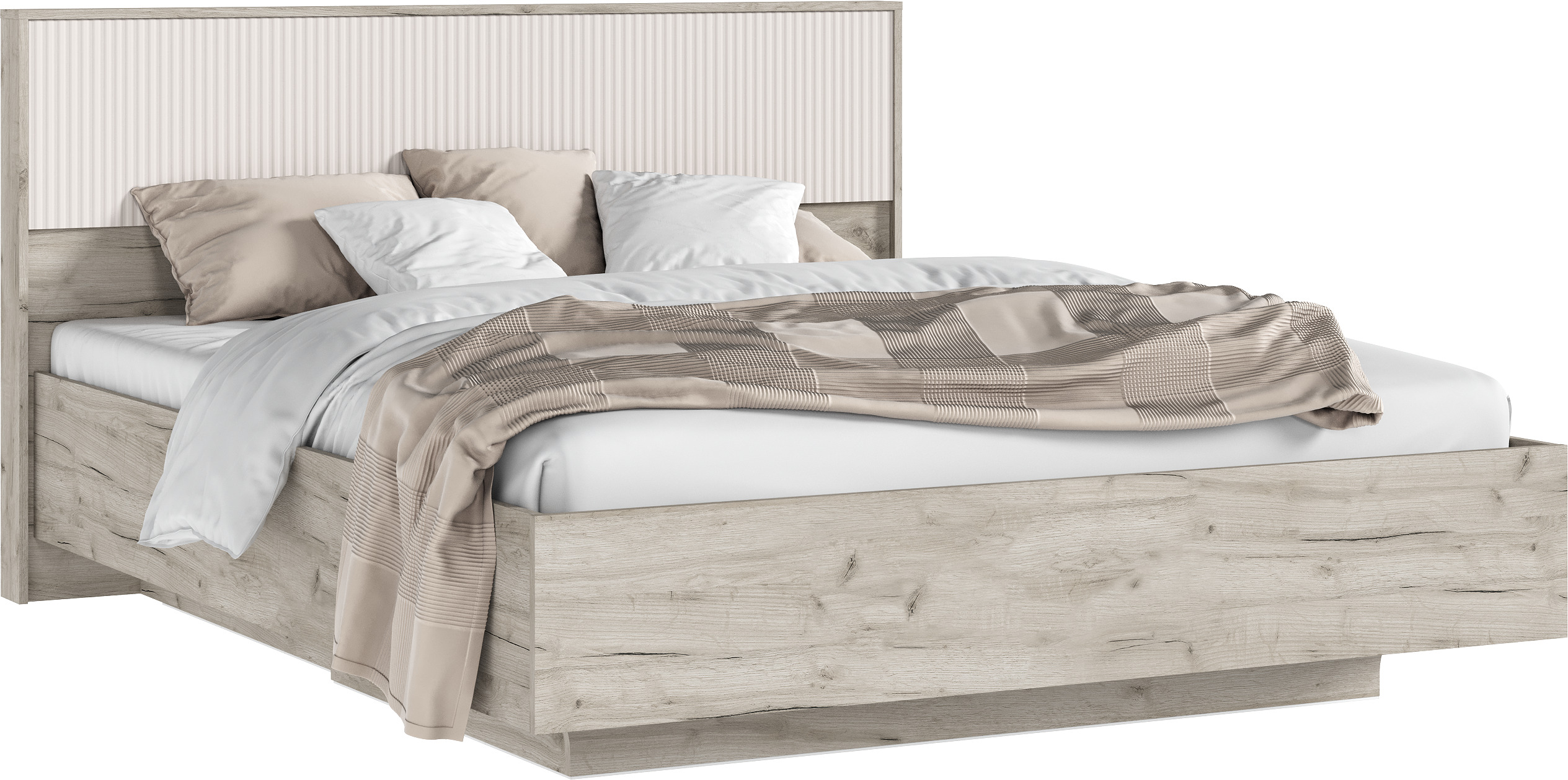 С/Г Марвэл Кровать парящая 1,6м (ортопед дерево) (Кашемир, Дуб Крафт серый)