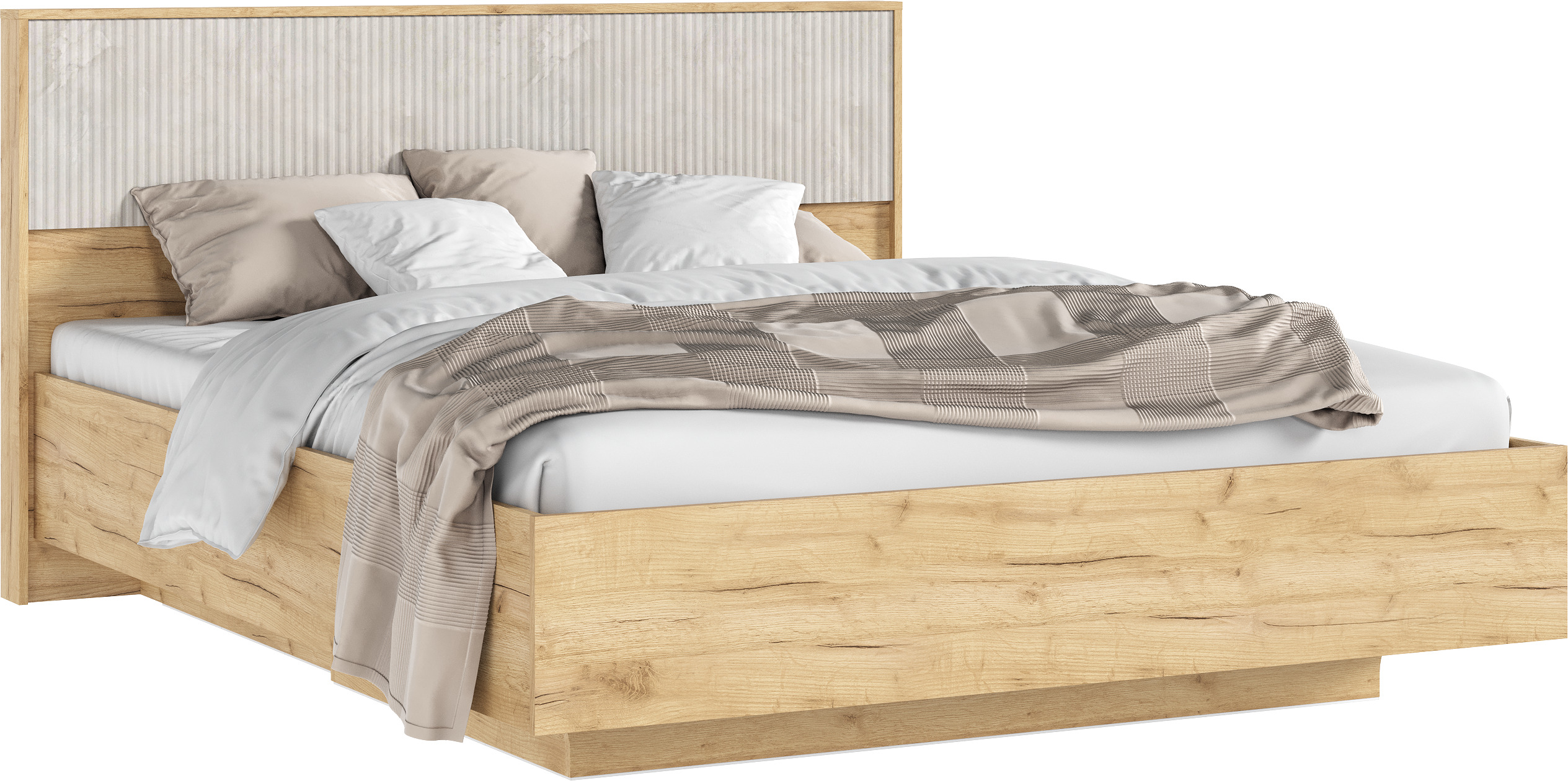 С/Г Марвэл Кровать парящая 1,6м (ортопед металл) (Мальта/Дуб Крафт, Дуб Крафт)