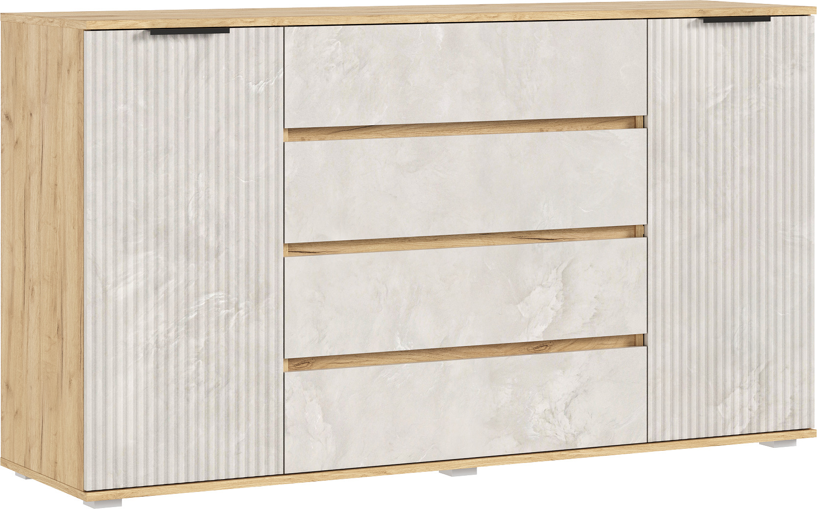 Марвэл Комод 2 двери 4 ящика (1600) (Мальта, Дуб Крафт)