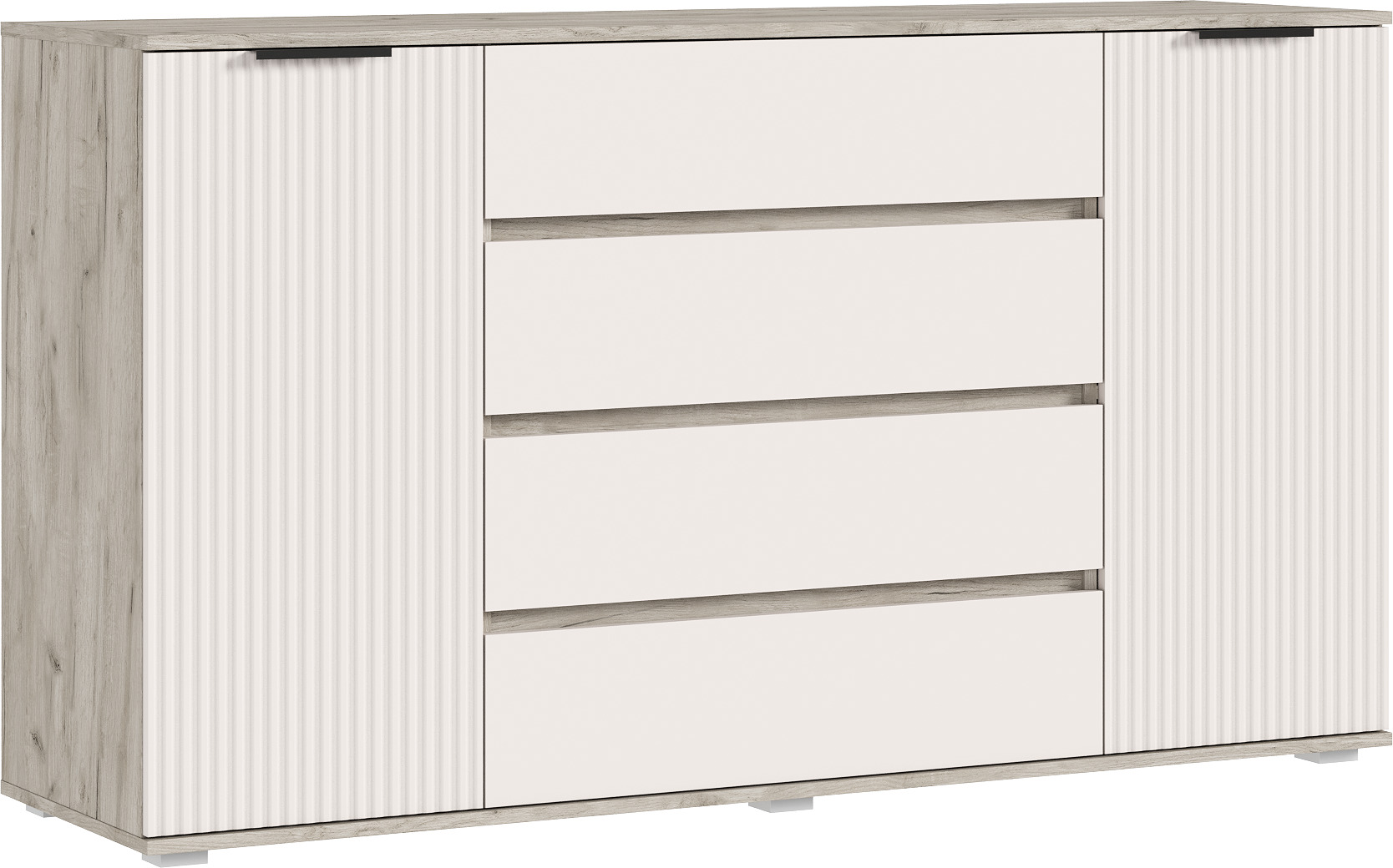 Марвэл Комод 2 двери 4 ящика (1600) (Кашемир, Дуб Крафт серый)