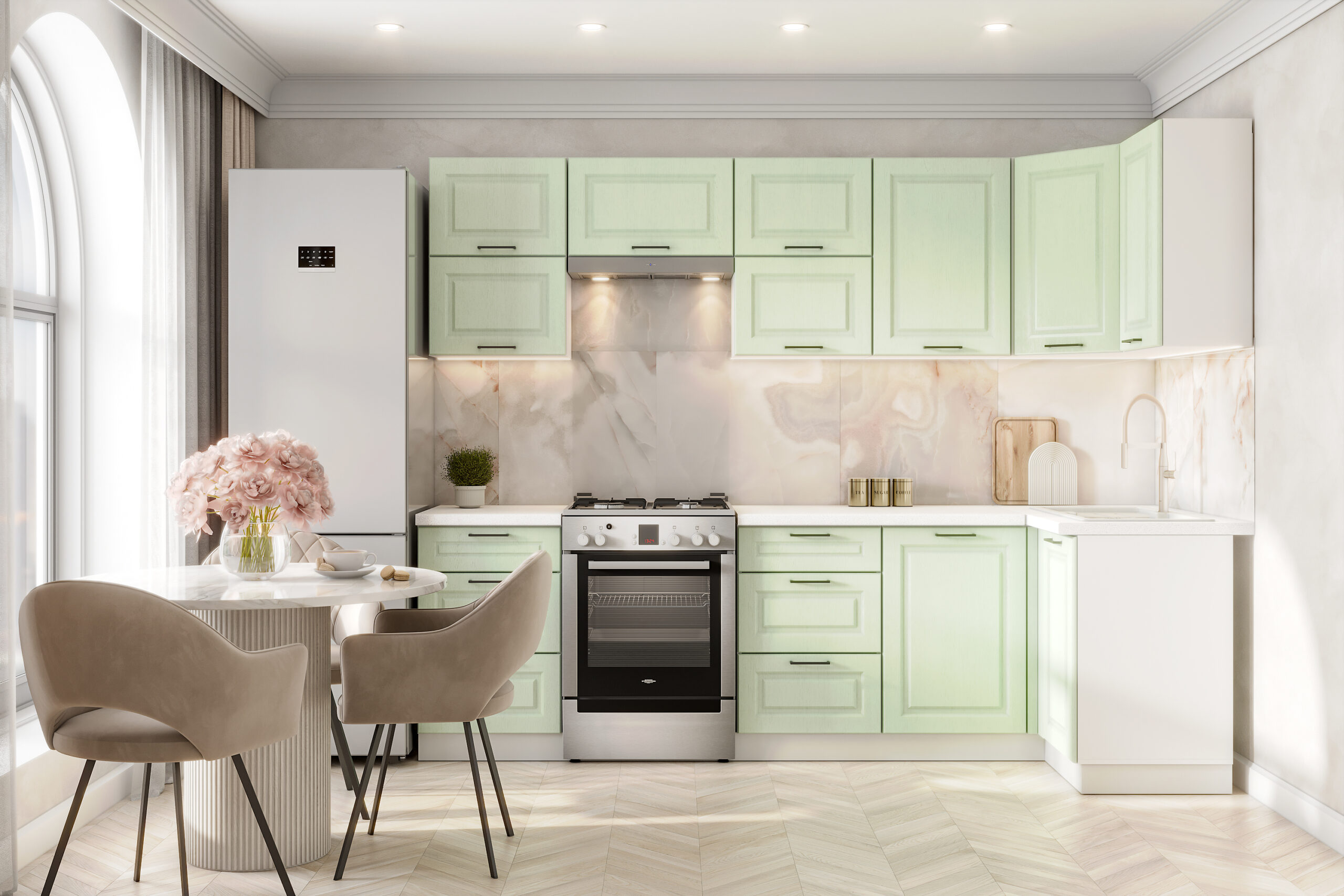 КГ Угловой Грейвуд 200*100 Зеленая (без столешницы) в.5