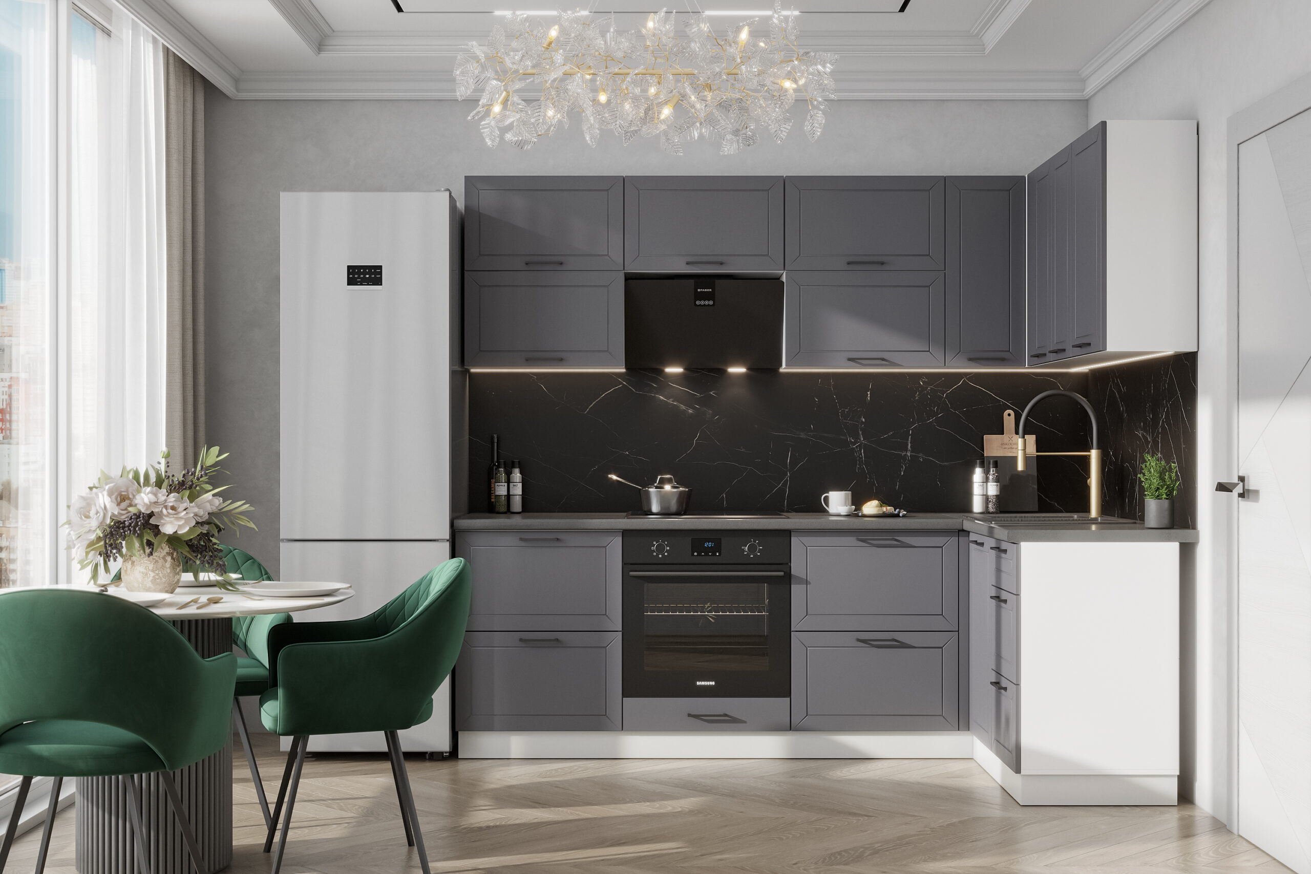 КГ Угловой Вектор 140*210 Графит (без столешницы) в.9