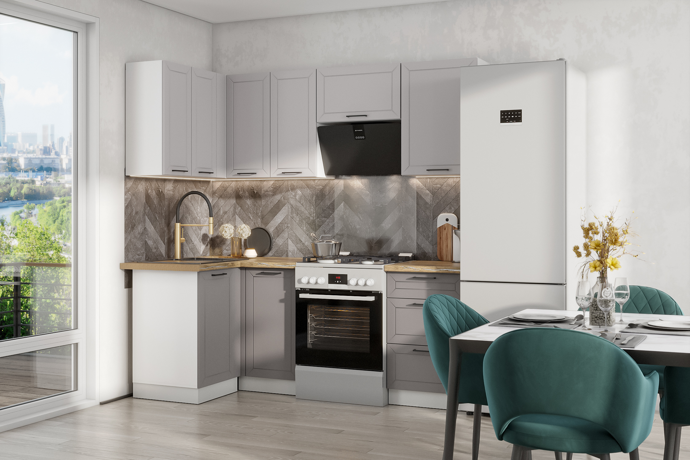 КГ Угловой Вектор 100*150 Нео;Грей (без столешницы)