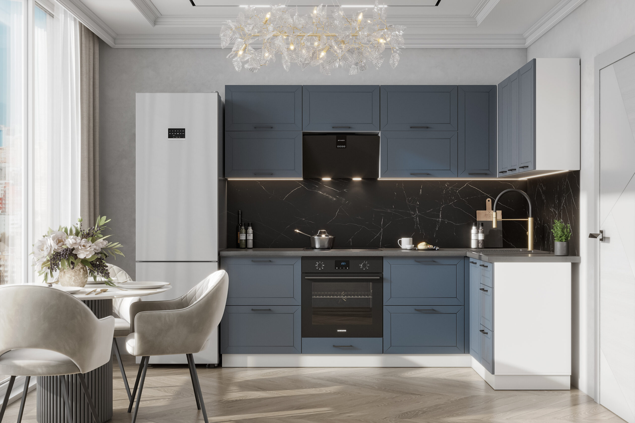 КГ Угловой Вектор 140*180 Синий (без столешницы) в.44