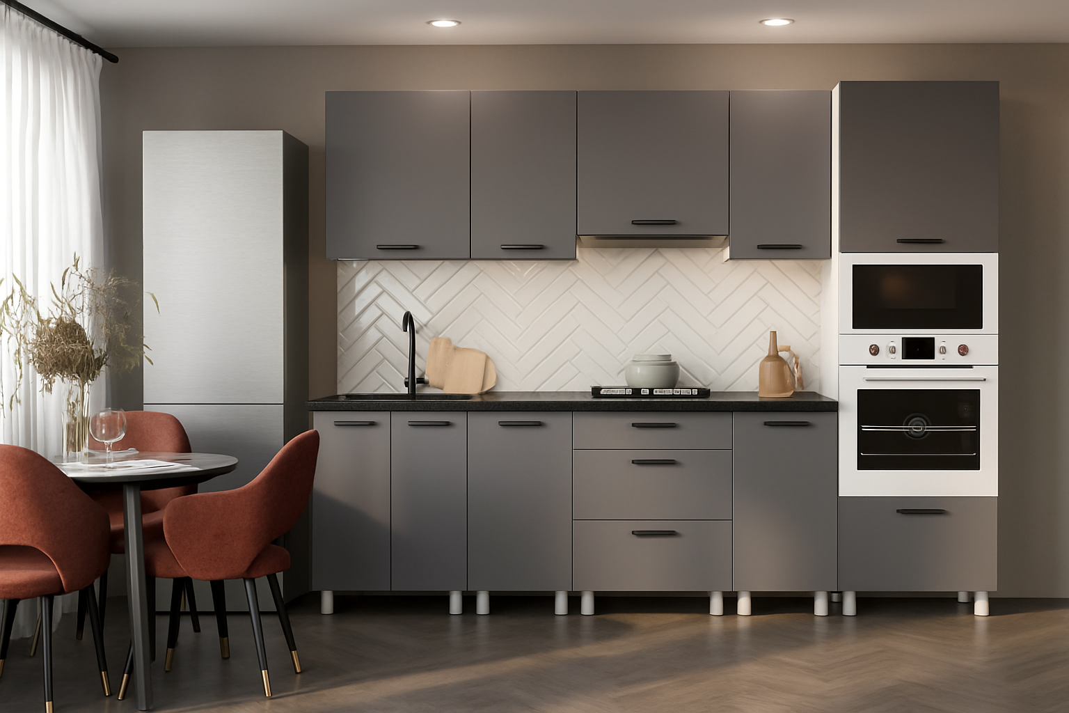 КГ Модус 260 Графит (со столешницей, черный, 26) в.46