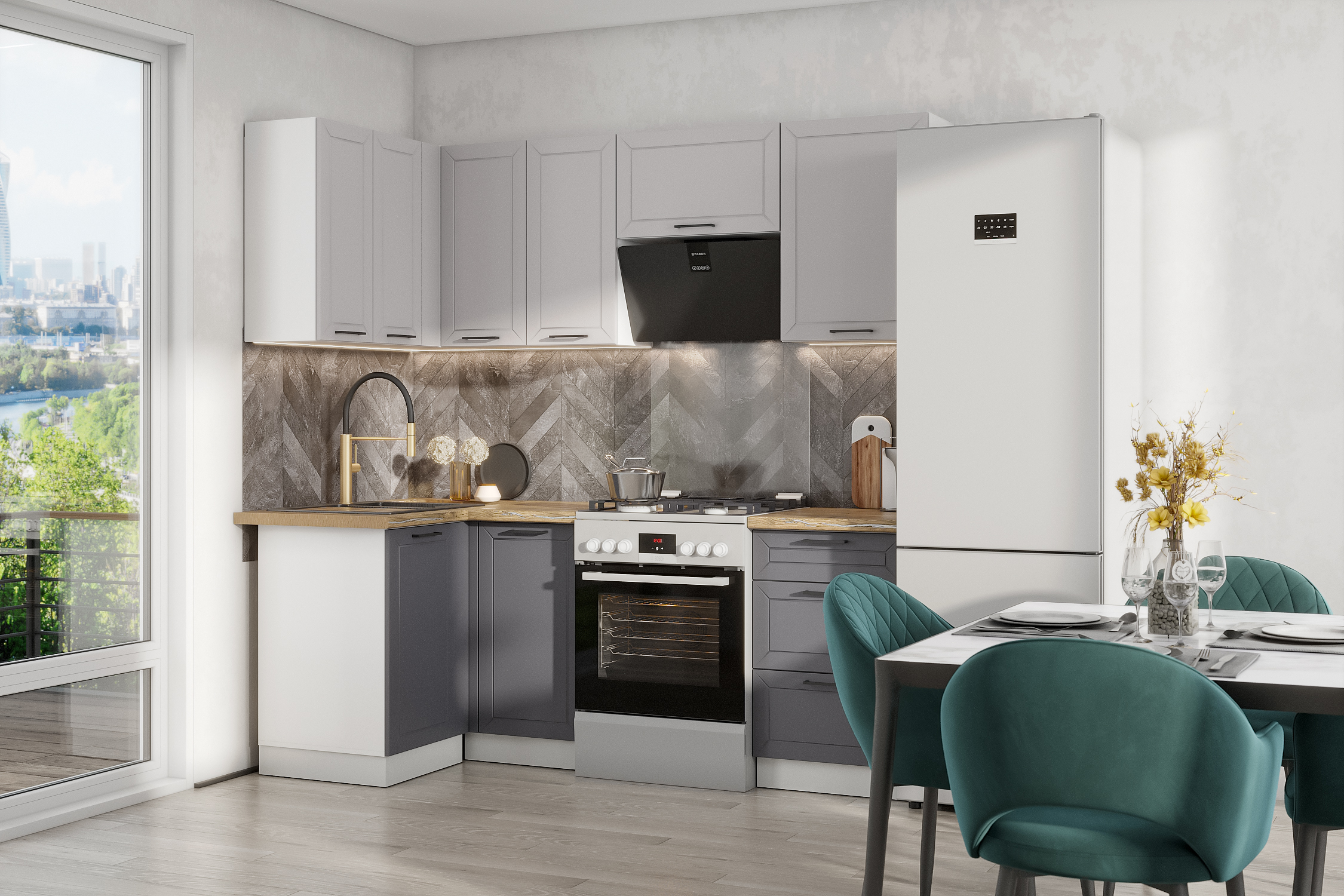 КГ Угловой Вектор 100*180 Нео;Грей (со столешницей, черный, 26) в.40