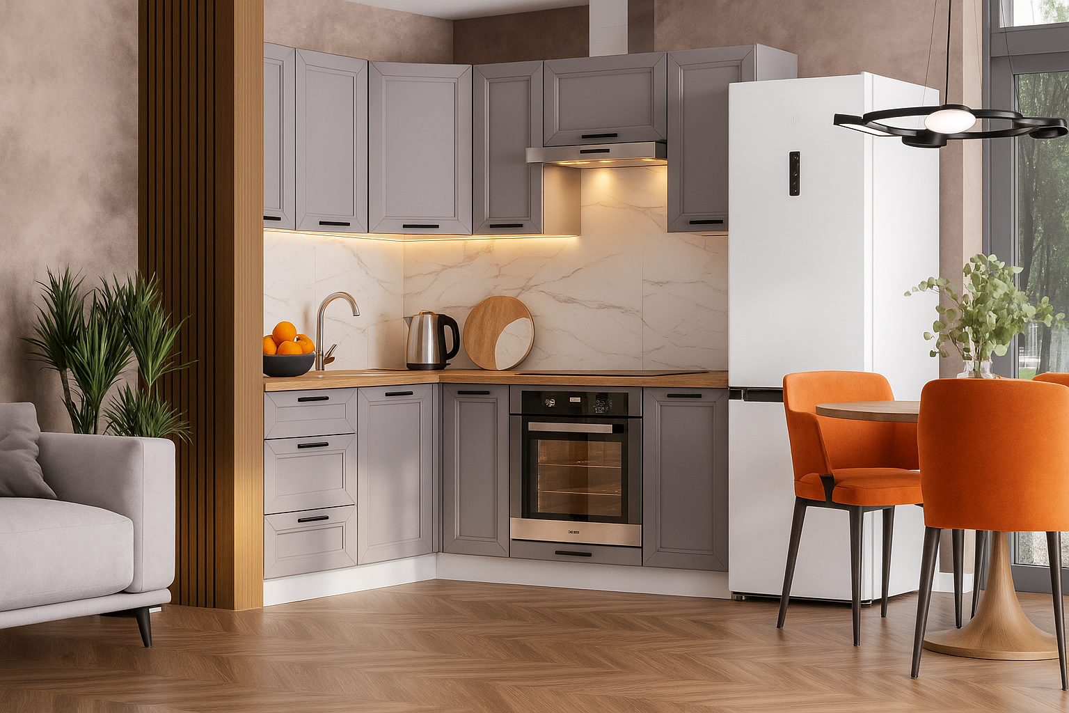 КГ Угловой Вектор 150*120 Бежевая (со столешницей, сонома, 26) в.7