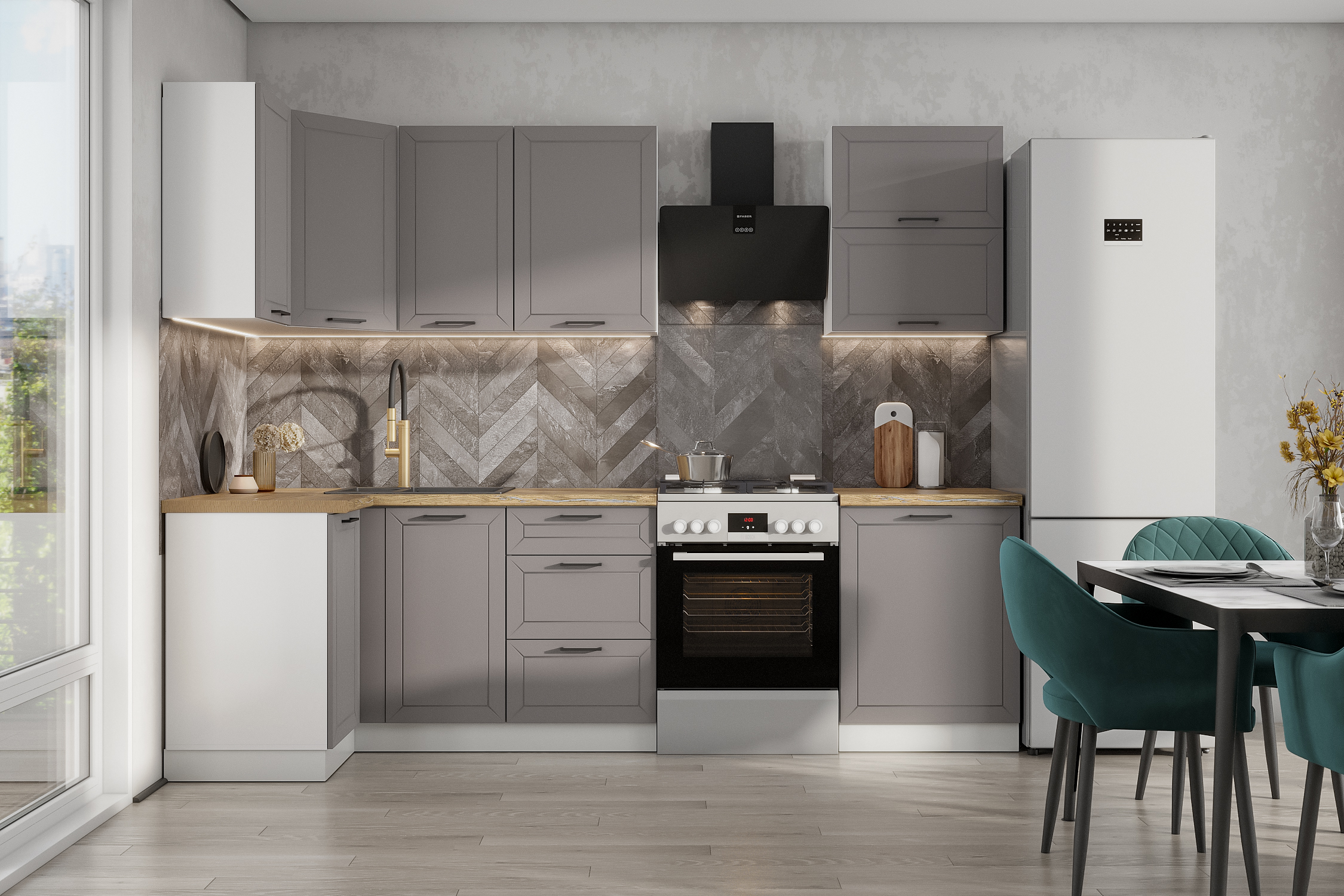 КГ Угловой Вектор 40*210 Грей (со столешницей, сонома, 26) в.39