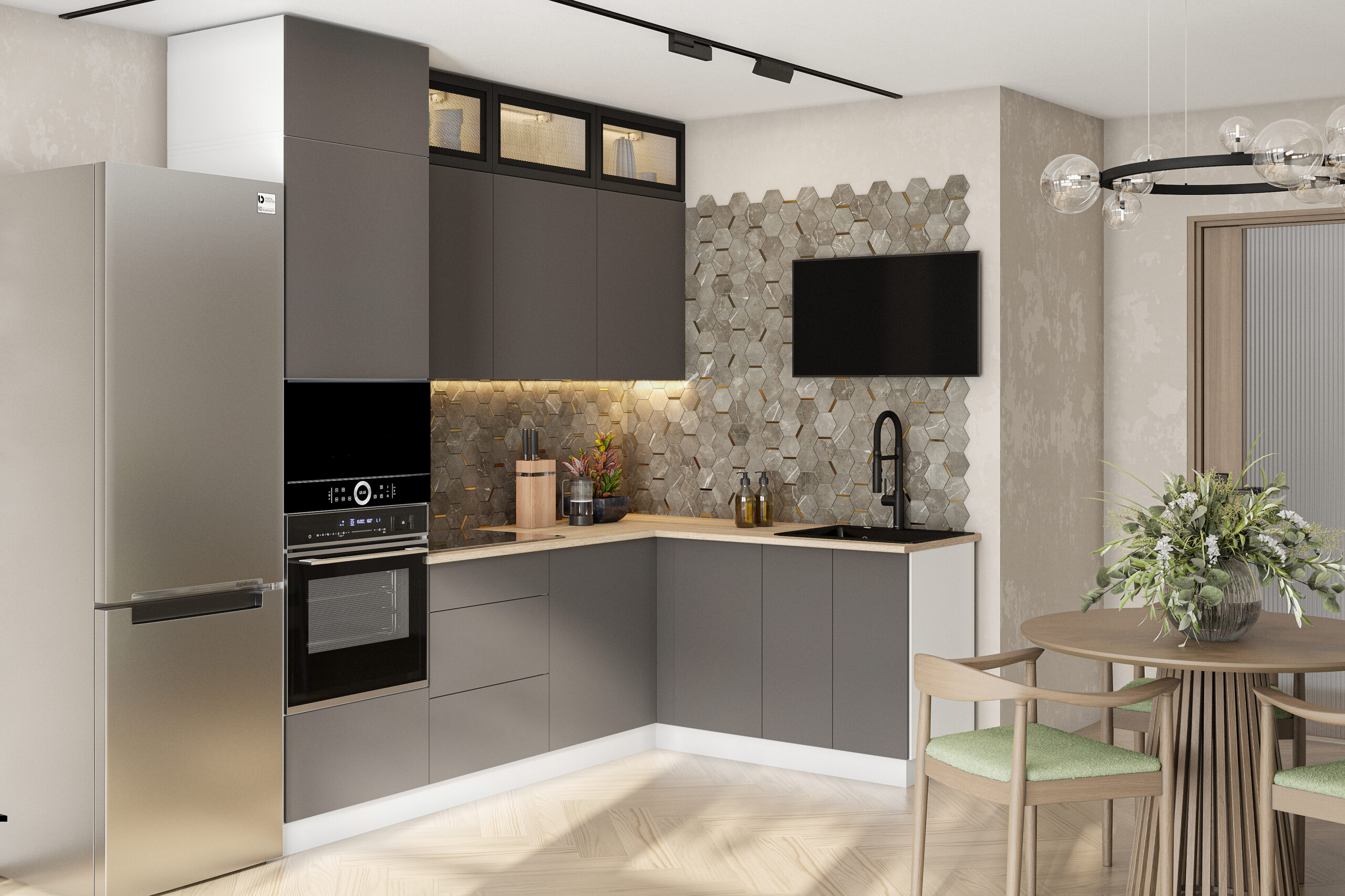 КГ Угловой Модерн 240*160 Грей (со столешницей, сонома, 26) в.24