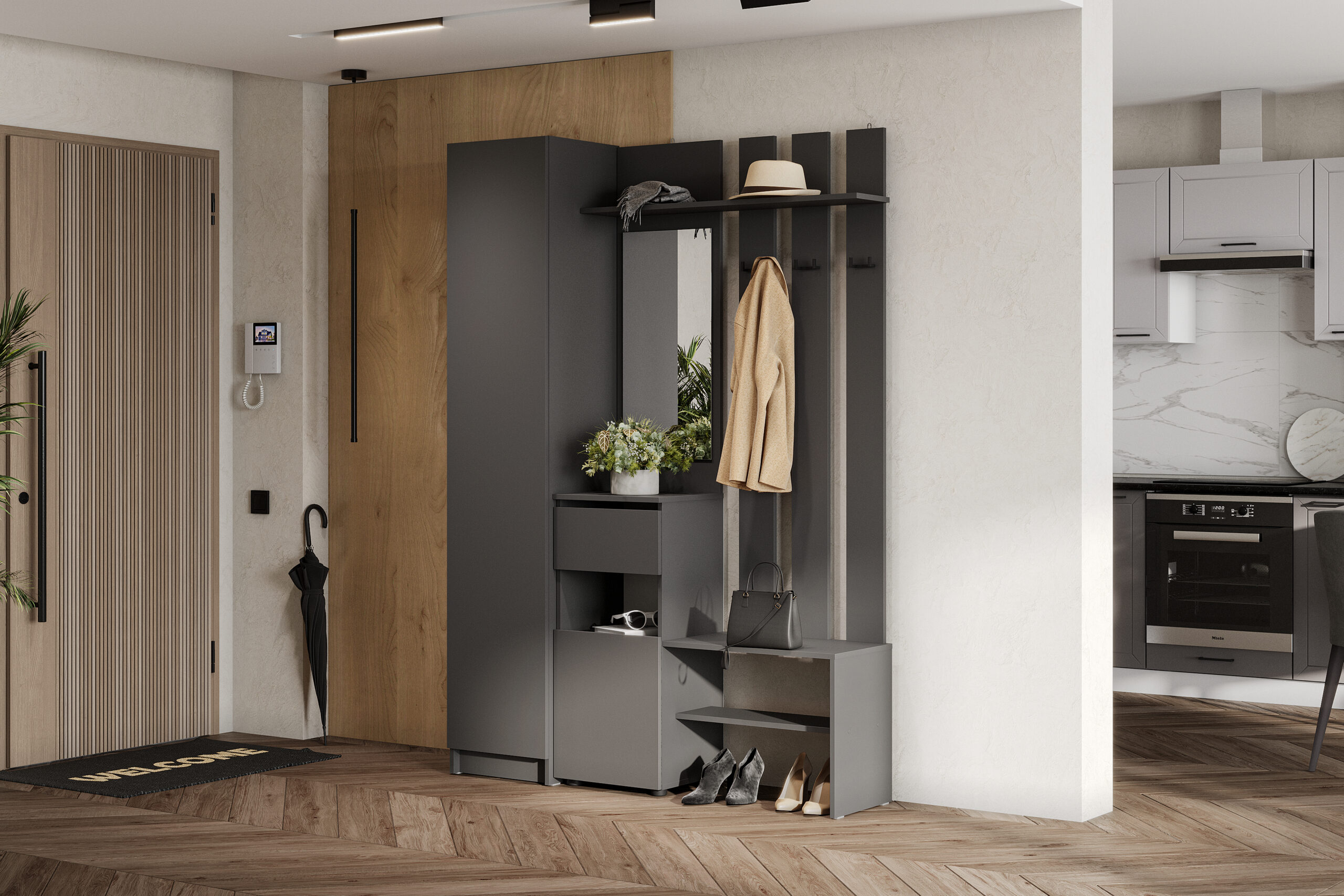 Прихожая Бали, Графит. Комплект 1