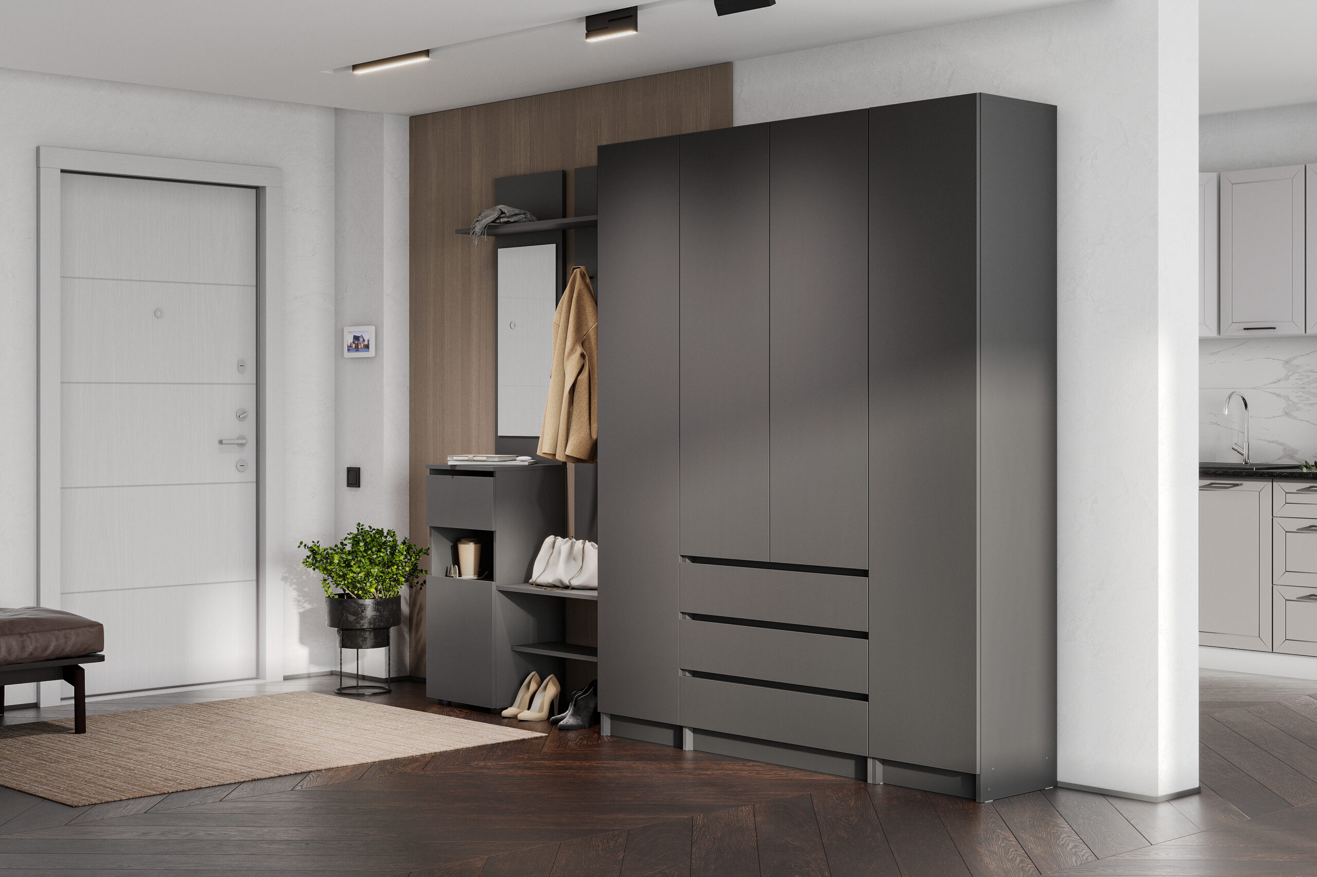 Прихожая Бали, Графит. Комплект 5