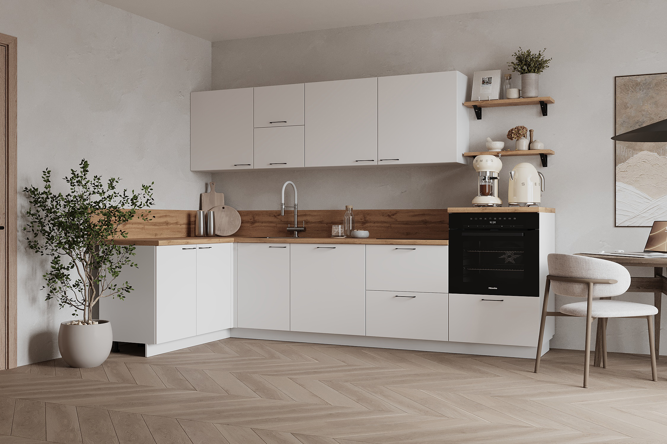 КГ Угловой 1500х2850 (с пм) , Белый софт матовый  Арника РМ