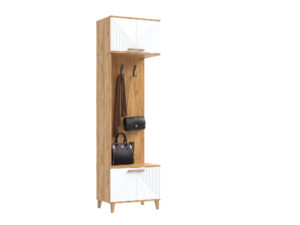 Ирис Прихожая Шкаф с вешалками (Браш Вайт, Дуб Крафт)