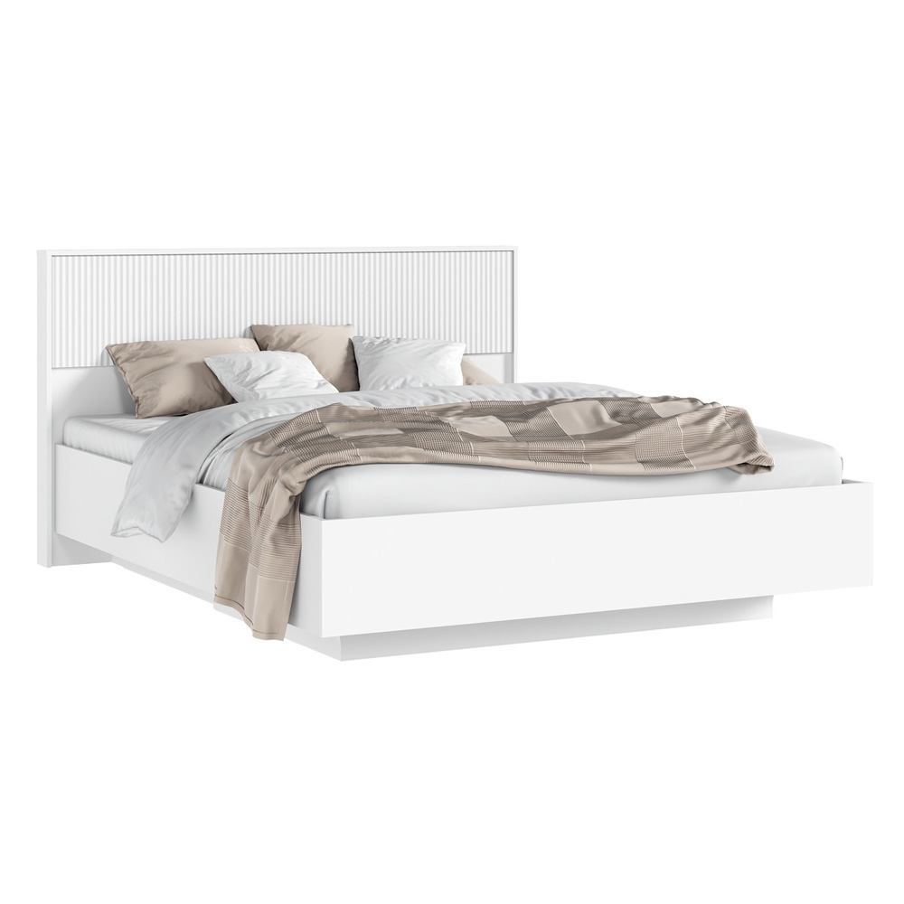 С/Г Марвэл Кровать парящая 1,6м с ПМ с подсветкой (Браш Вайт/Белый, Белый)