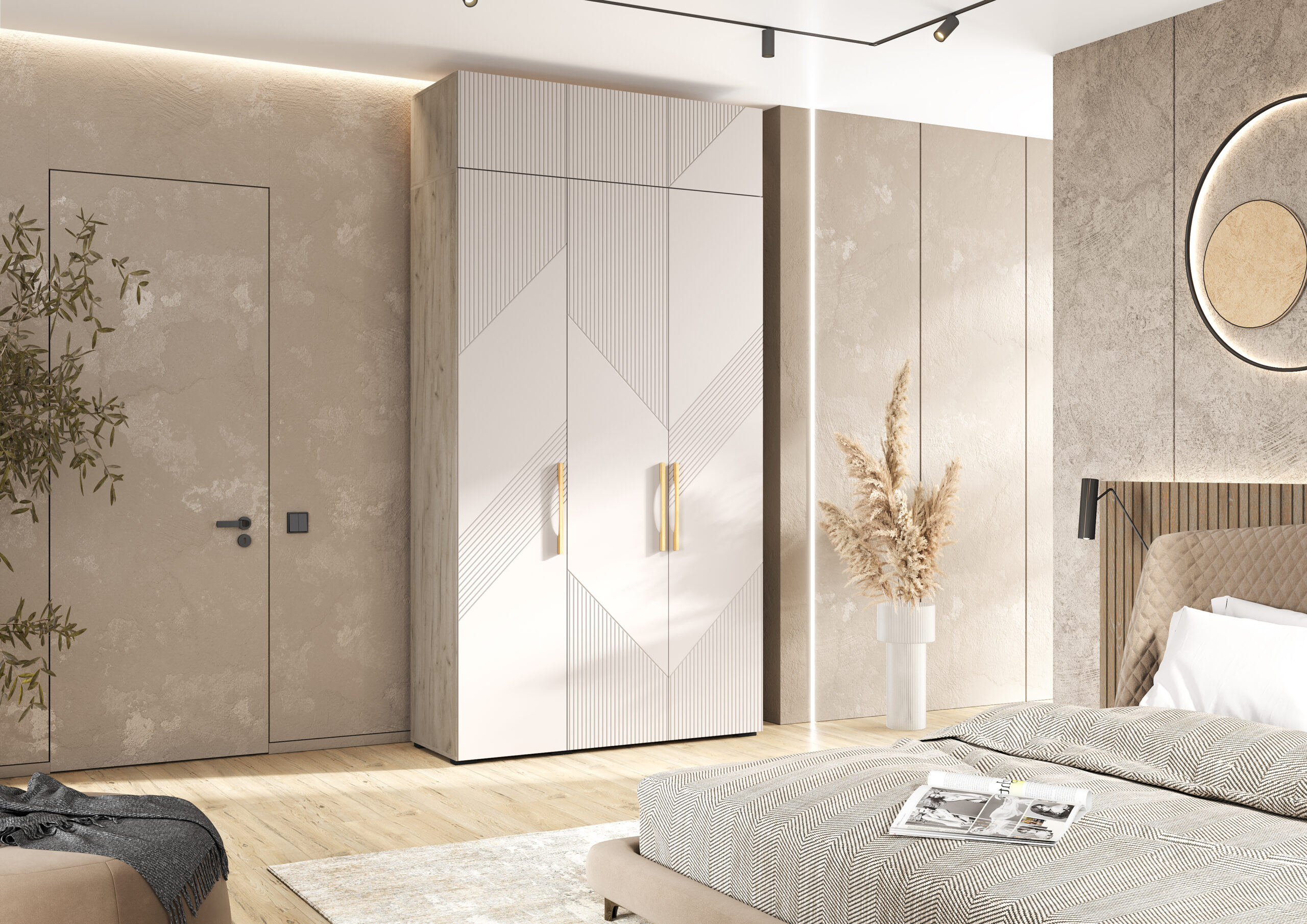 Шкаф Ирис с антресолью (1350), Кашемир, Дуб Крафт серый