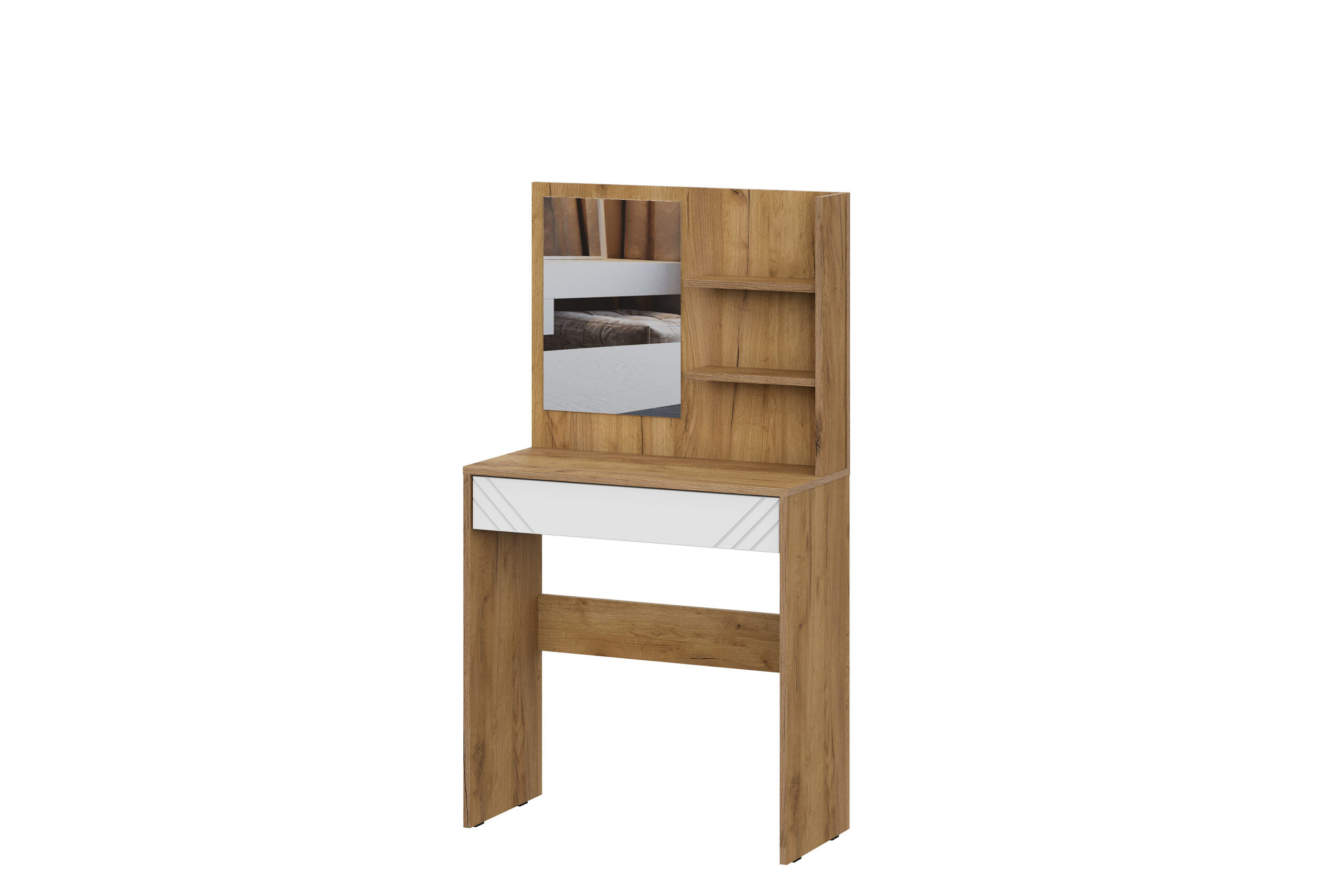 Модульная система "Байкал" Стол туалетный (Зеркало) Дуб Золотой/Белый матовый SV