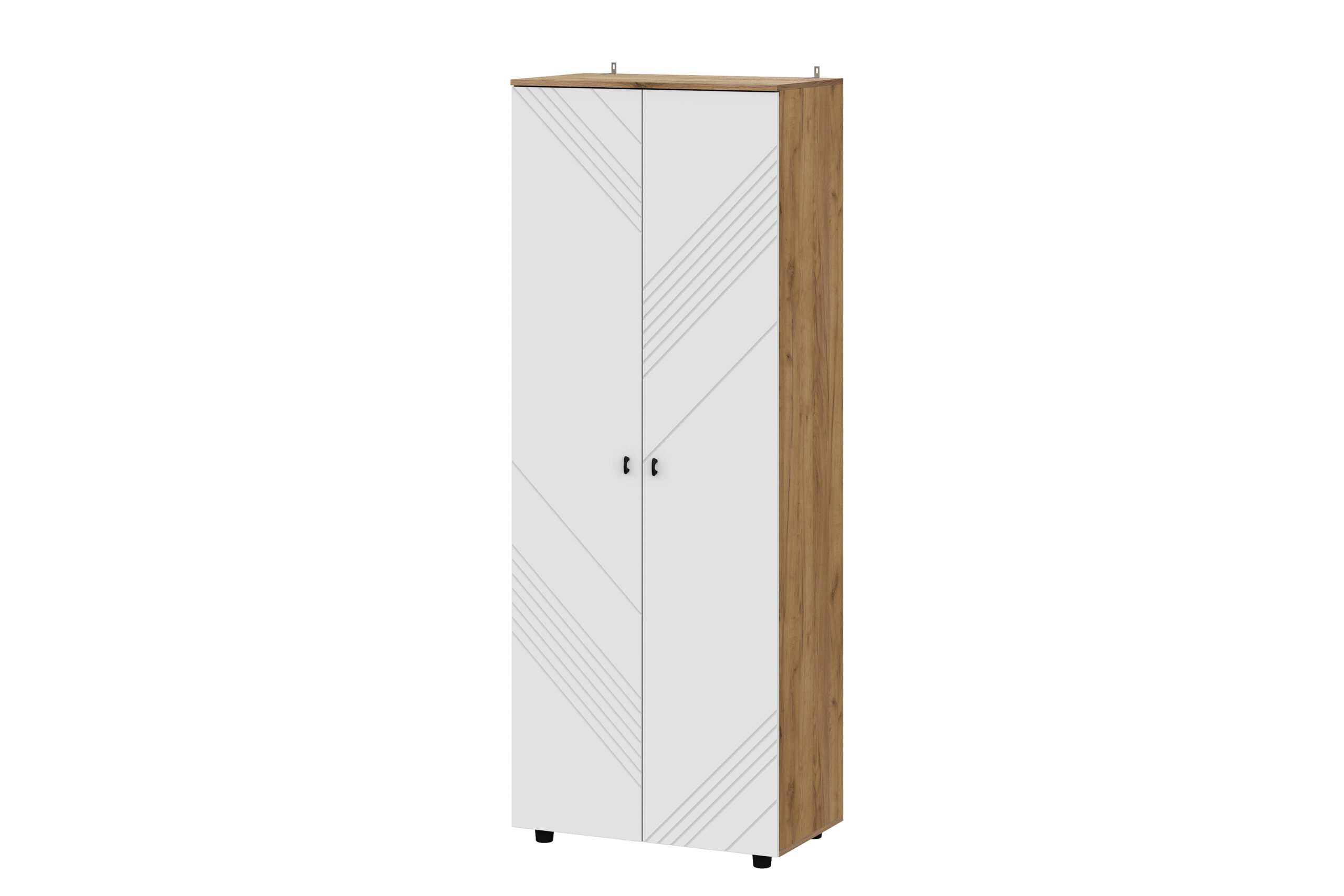 Модульная система "Байкал" Шкаф двухстворчатый (комбинированный) (SAFE) Дуб Золотой/Белый матовый SV