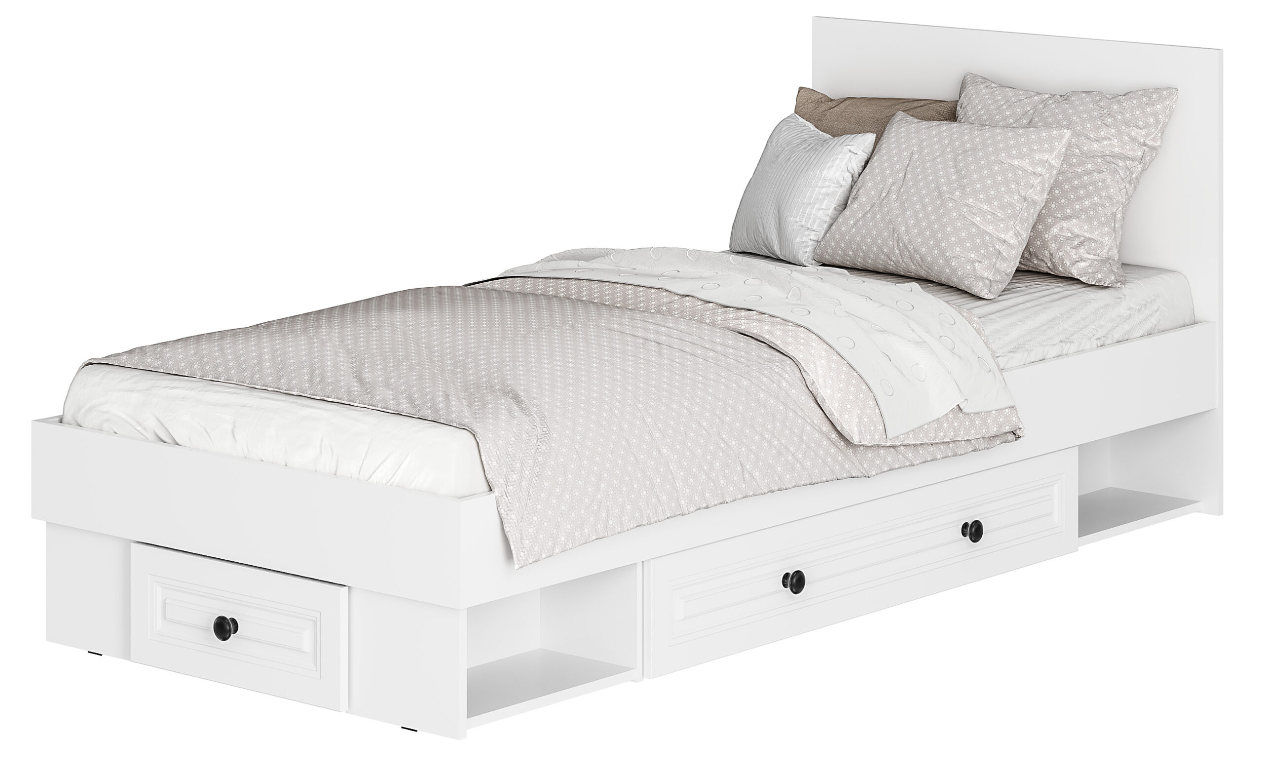 Кровать с реечным настилом и ящиками Софт КР-01 (0,9), Белый