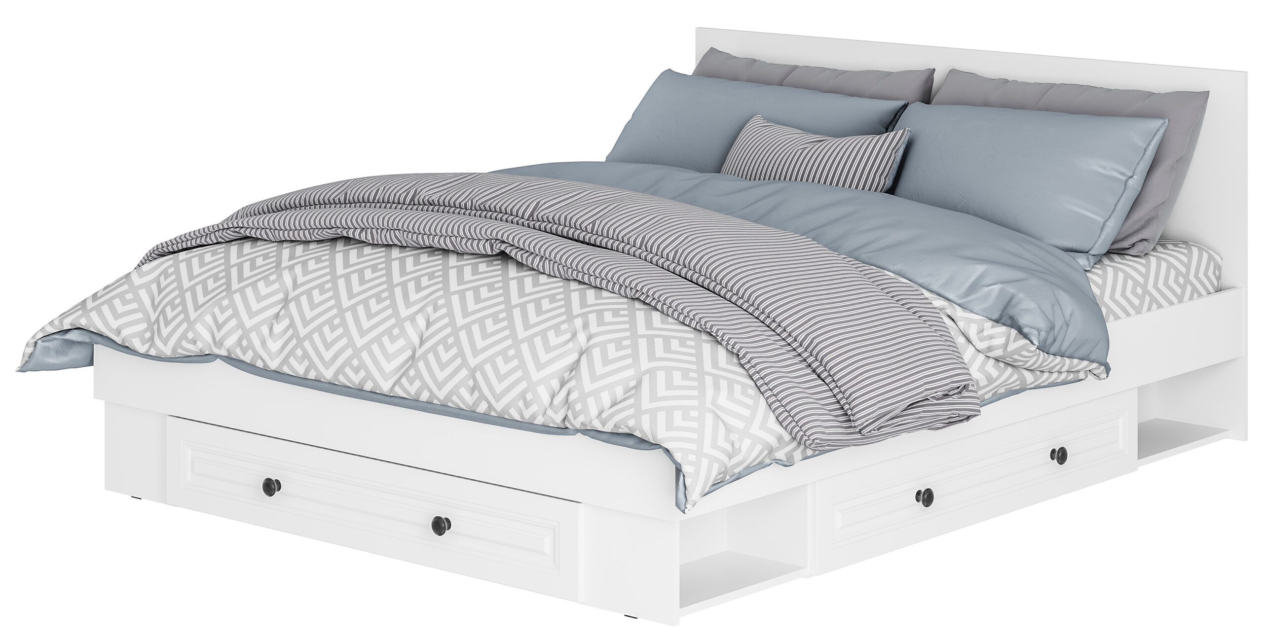 Кровать с проложками ДСП и ящиками Софт КР-16 (1,6), Белый